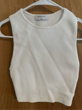 Babaton Cream Ribbed Tank Crop Top